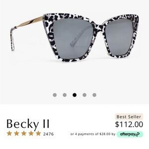 Brand New/Still in Box: Diff Eyewear - Becky II Leopard Grey Mirror Sunglasses